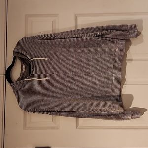 Olive green and white striped hoodie